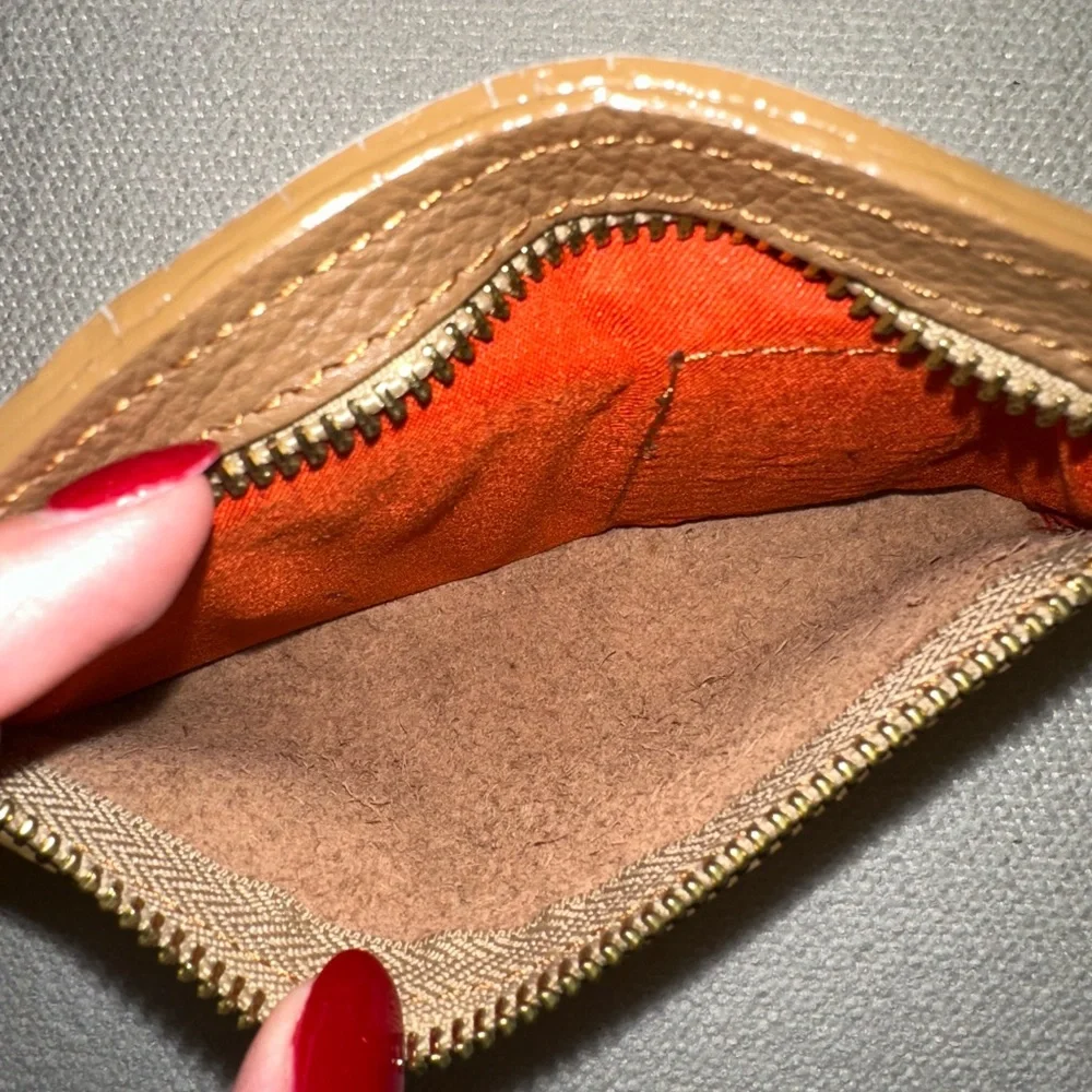 Brown and White Leather Phone Pouch